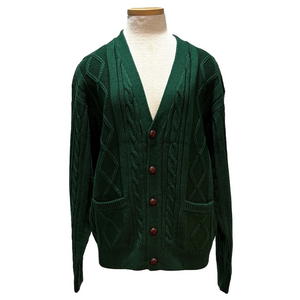 Towncraft vintage sz M green vintage cable knit grandpa cardigan sweater